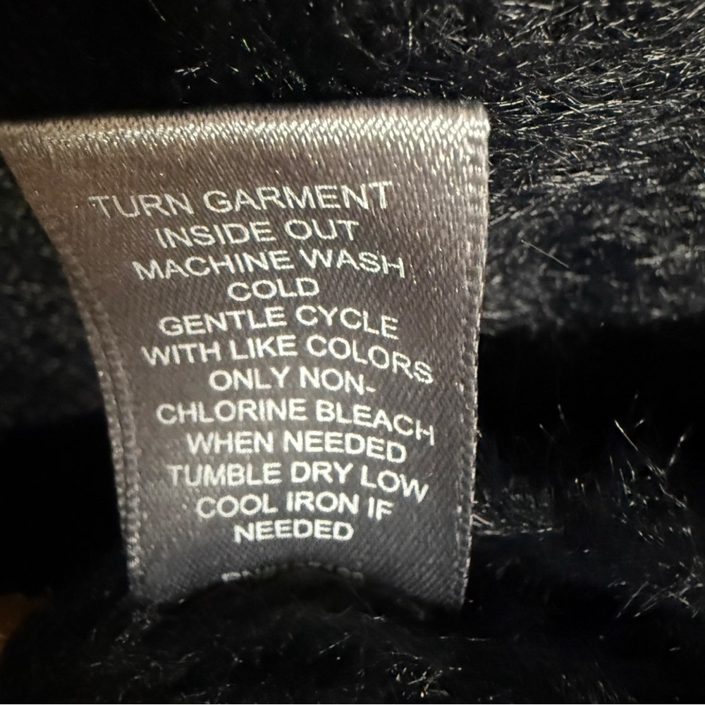 Marled by Reunited Clothing Fuzzy Scoop Neck Eyelash Knit Sweater Black, Size XS - Picture 5 of 7